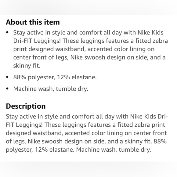 Nike Girl's Dri-FIT Leggings - Picture 5 of 5